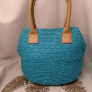 Jaclyn Smith blue woven handbag